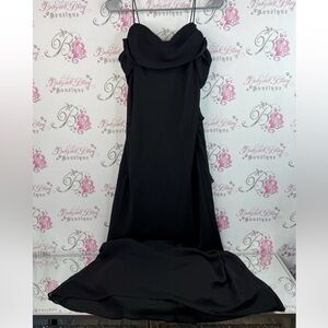 Jessica dress long draping detail Y2K strappy Black Maxi Dress